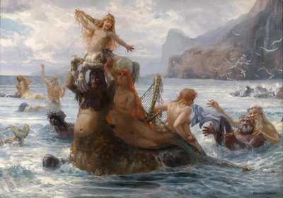 Nymphs and Centaurs Bathing by Ernst Albert Fischer Cörlin